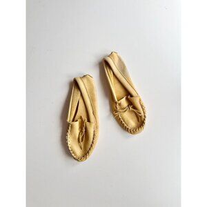 HIDES IN HAND Yellow Moose Leather Single Sole Moccasins, Size 11